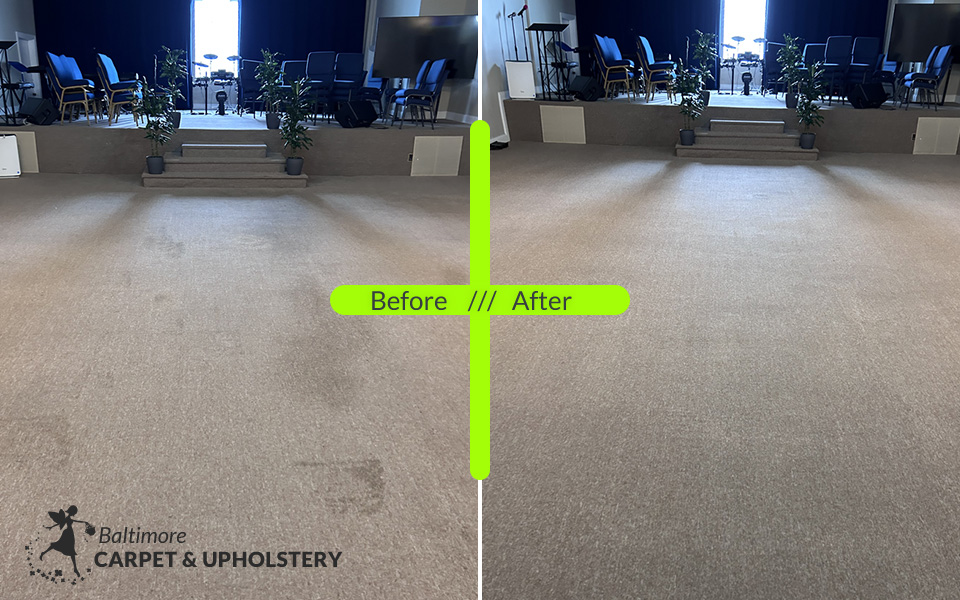 Commercial carpet dry cleaning before and after in Baltimore