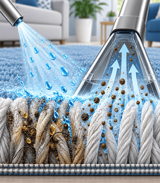 Carpet cleaning chemicals and soil extraction
