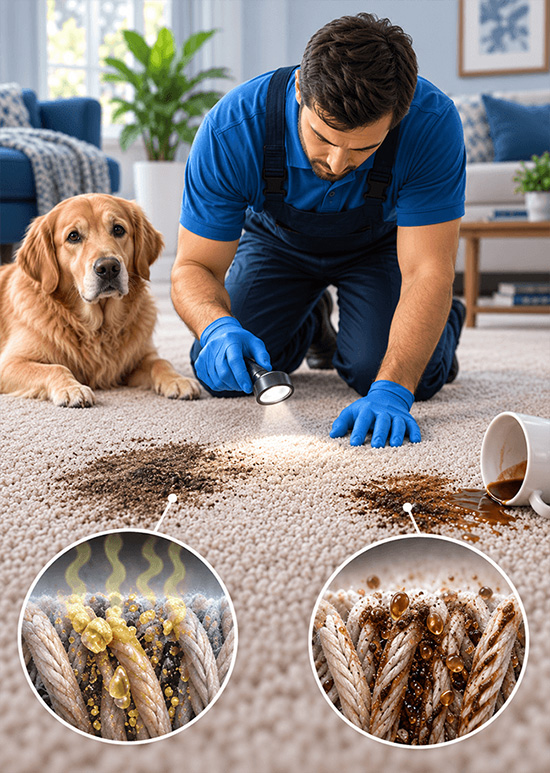 Different carpet stains require different cleaning methods
