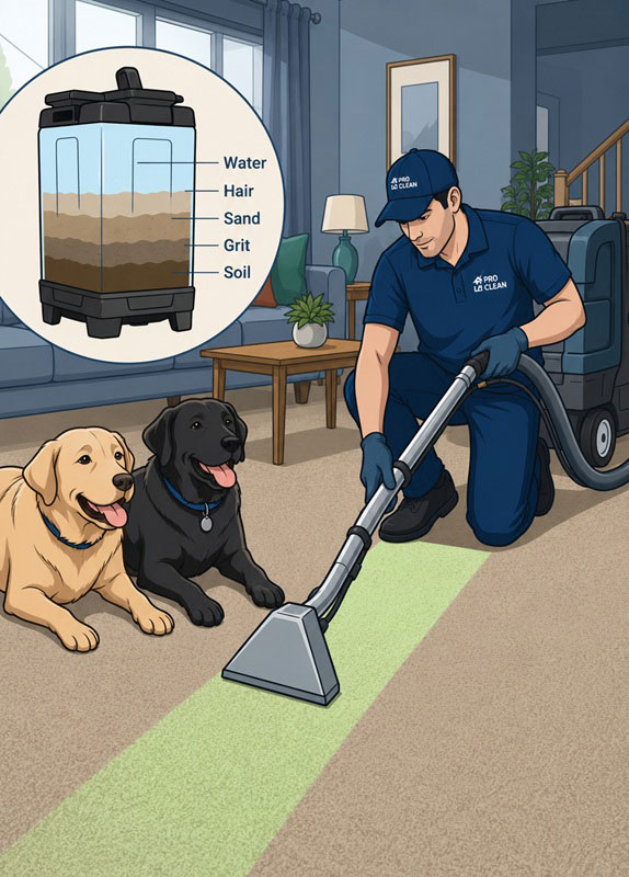 Professional carpet cleaner removing deep pet dirt and hair